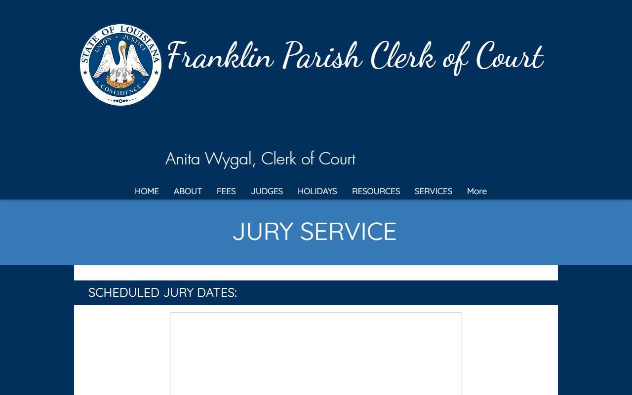 Franklin Parish Clerk of Court jury service and court records duties