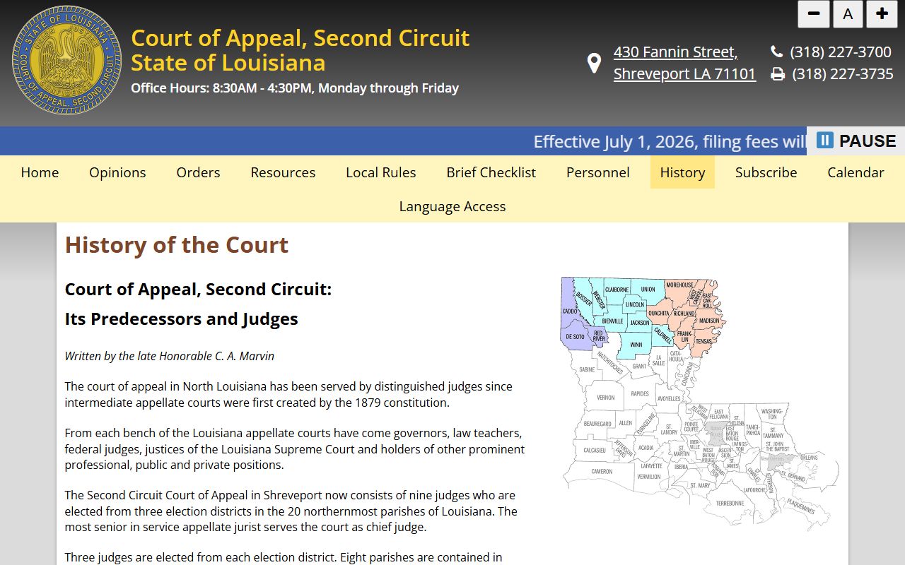 Franklin Parish court dockets Second Circuit appellate jurisdiction