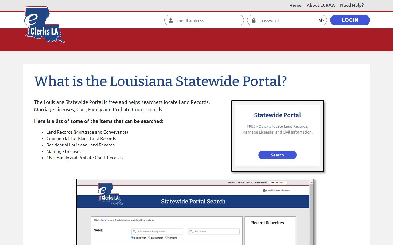 Franklin Parish court records eClerks statewide portal description