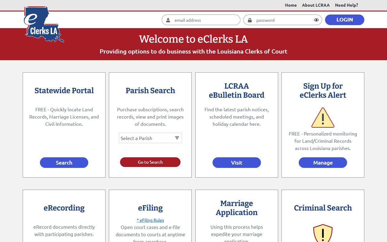 Franklin Parish court records eClerks LA search portal