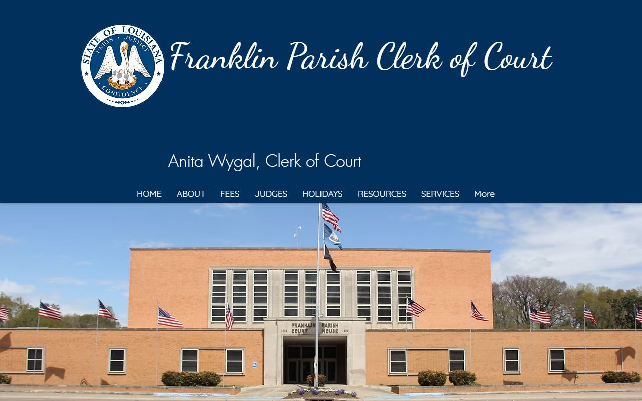 Franklin Parish court records Clerk of Court homepage