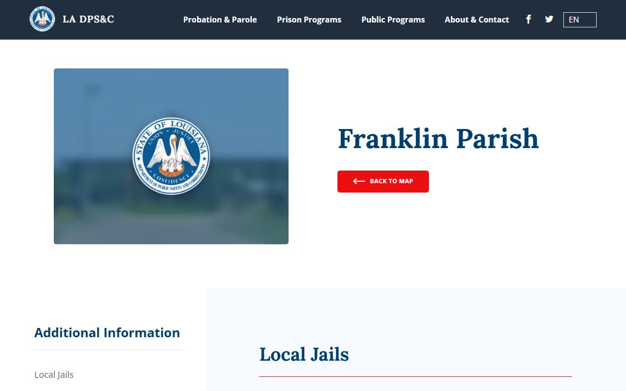 Franklin Parish inmate records DPS&C local custody page