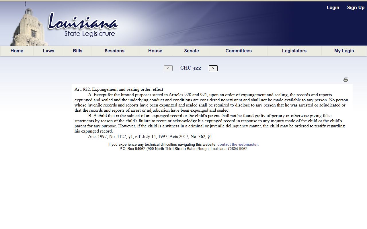Franklin Parish marriage and divorce records sealed juvenile record law