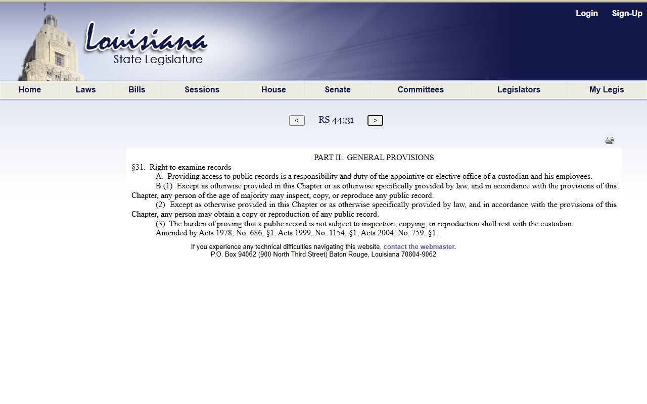 Franklin Parish probate records Louisiana inspection and copy law