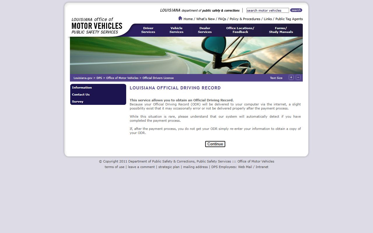 Franklin Parish traffic court records Louisiana OMV legacy driving record information