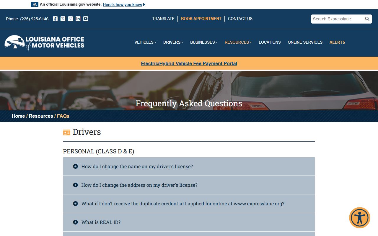 Franklin Parish traffic court records Louisiana OMV FAQ page