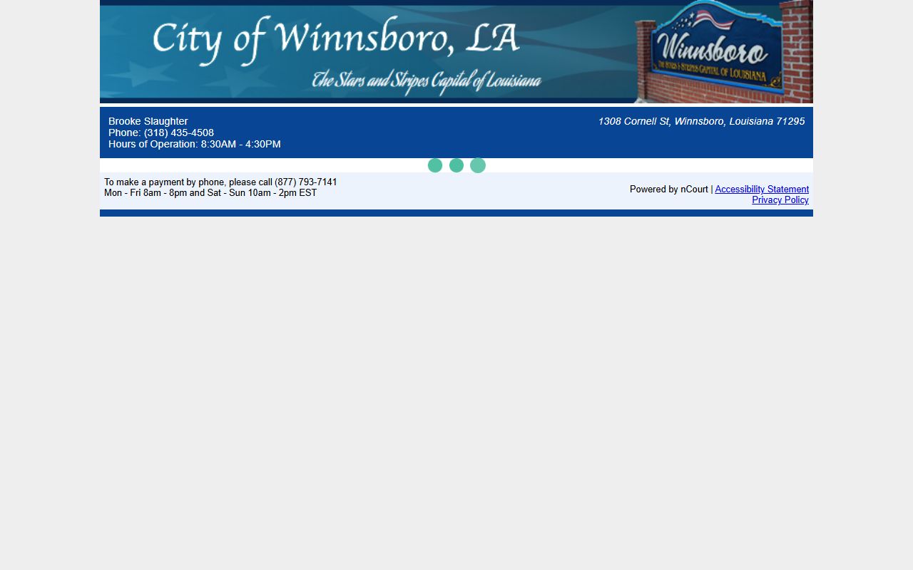 Franklin Parish traffic court records Winnsboro City Court nCourt payment page